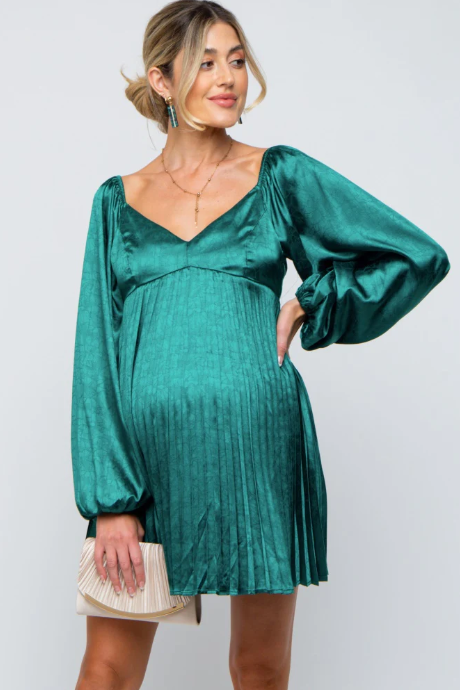 Jacquard Pleated Mini Dress
